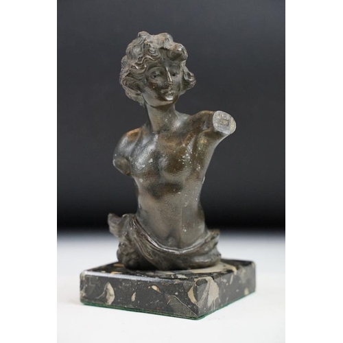 425 - Group of mixed collectables to include a patinated metal figure of a classical male on a square base... 