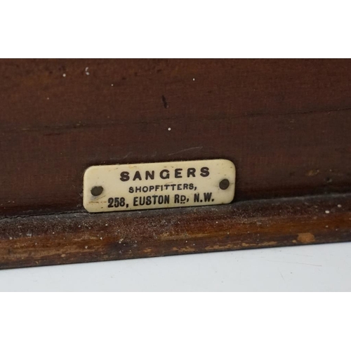 427 - Edwardian mahogany cash register with hinged top and drawer with brass handle, approx 43cm long x 19... 