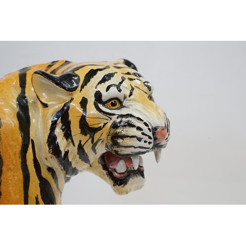 56 - Large Italian ceramic figure of a seated snarling Tiger, approx 51cm high