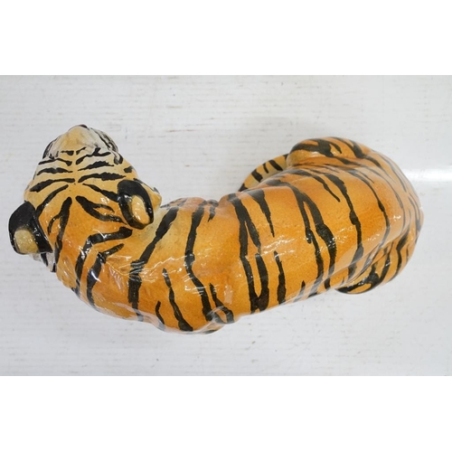 56 - Large Italian ceramic figure of a seated snarling Tiger, approx 51cm high