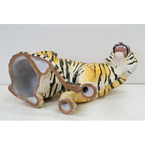 56 - Large Italian ceramic figure of a seated snarling Tiger, approx 51cm high