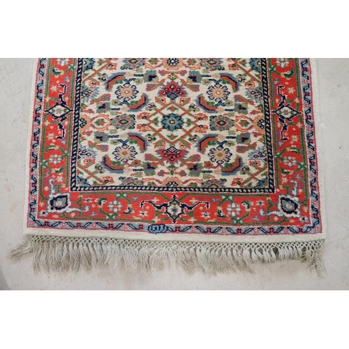 580 - Green ground Runner Rug, 199cm x 72cm together with Pink and Cream ground Runner Rug, 163cm x 71cm