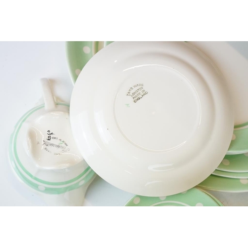 68 - Art Deco ' Tams Ware ' tea & dinnerware in mint polka dot, pattern no. 2260, to include teapot & cov... 