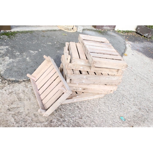 544 - Ten Wooden Apple / Fruit Crates, some stamped to sides, all measure 77cm long x 46cm deep x 16cm hig... 