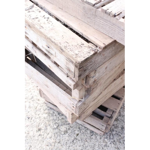 544 - Ten Wooden Apple / Fruit Crates, some stamped to sides, all measure 77cm long x 46cm deep x 16cm hig... 