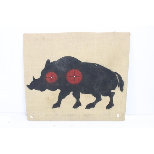 546 - Six canvas-over-board shooting targets to include a Warthog, 2 x Hares, Squirrel, Turkey & rodents, ... 