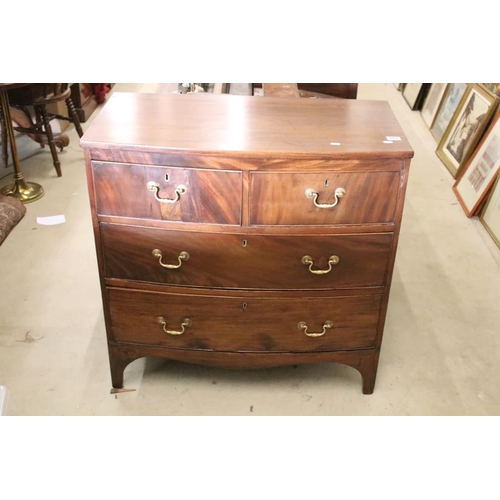 551 - Early 19th century Bow Front Mahogany Chest of Two Short over Two Long Drawers, raised on swept brac... 