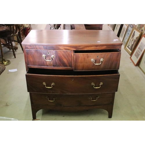 551 - Early 19th century Bow Front Mahogany Chest of Two Short over Two Long Drawers, raised on swept brac... 