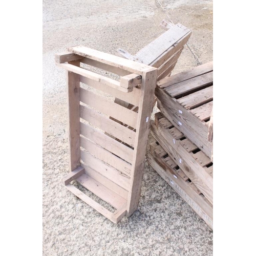 633 - Ten Wooden Apple / Fruit Crates, some stamped to sides, all measure 77cm long x 46cm deep x 16cm hig... 