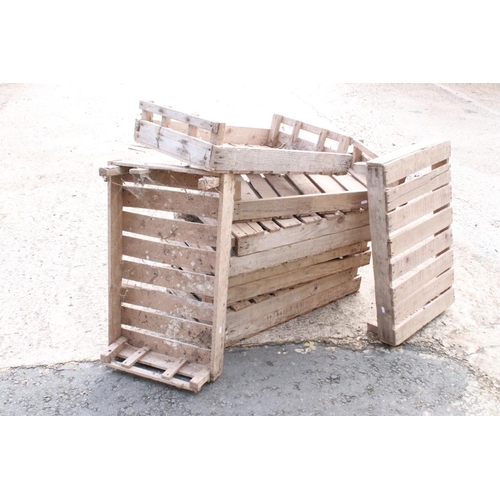 634 - Ten Wooden Apple / Fruit Crates, some stamped to sides, all measure 77cm long x 46cm deep x 16cm hig... 