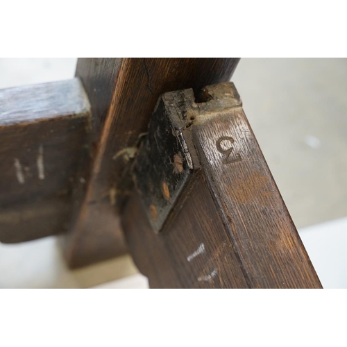 632 - Jacobean style Carved Oak ' Tester ' Bed with a panelled headboard and carved footposts