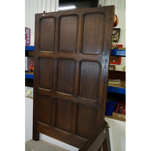 632 - Jacobean style Carved Oak ' Tester ' Bed with a panelled headboard and carved footposts