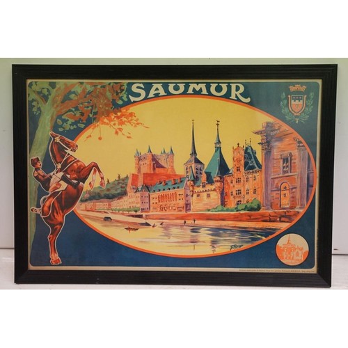 511 - Saumur poster, 38.5 x 58.5cm, framed and glazed, Robert E Fuller, woodpeckers, limited edition colou... 