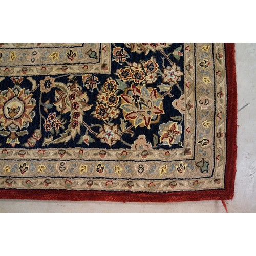 575 - Chinese ' Nourison ' Silk and Wool Hand-tufted Rug with floral pattern on a burgundy ground within a... 