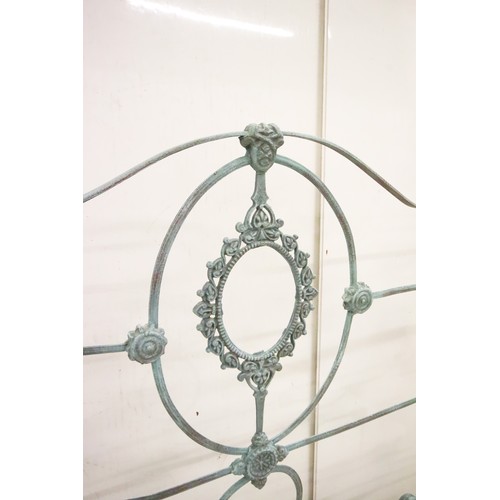 631 - Mid Victorian Cast Iron Half Tester Bed with a verdigris finish, complete with sprung base supplied ... 