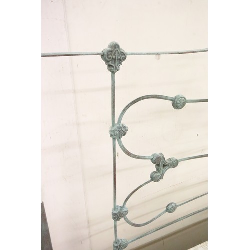 631 - Mid Victorian Cast Iron Half Tester Bed with a verdigris finish, complete with sprung base supplied ... 