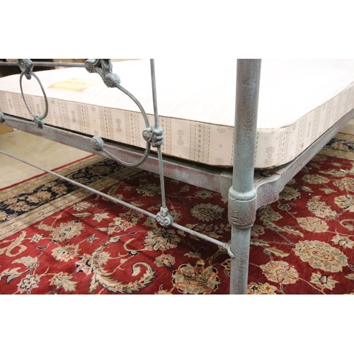 631 - Mid Victorian Cast Iron Half Tester Bed with a verdigris finish, complete with sprung base supplied ... 