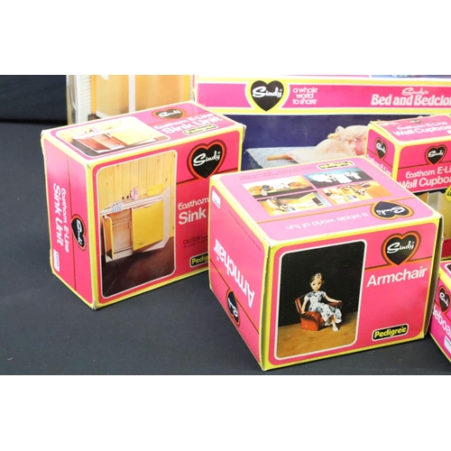 1504 - 11 Boxed Pedigree play sets / accessory sets to include Sindy's Home (44543 - tatty box), Shower (44... 