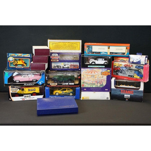 1212 - Collection of 17 boxed diecast model sets with examples from Tekno, Solido, Matchbox and Lledo, feat... 