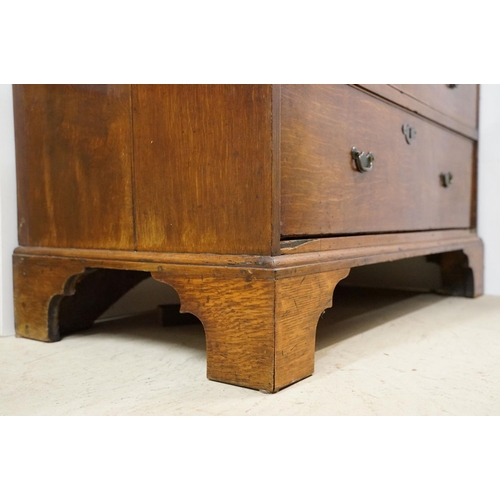 495 - George III Oak Bureau, the fall front opening to a fitted interior, over two short and three long dr... 