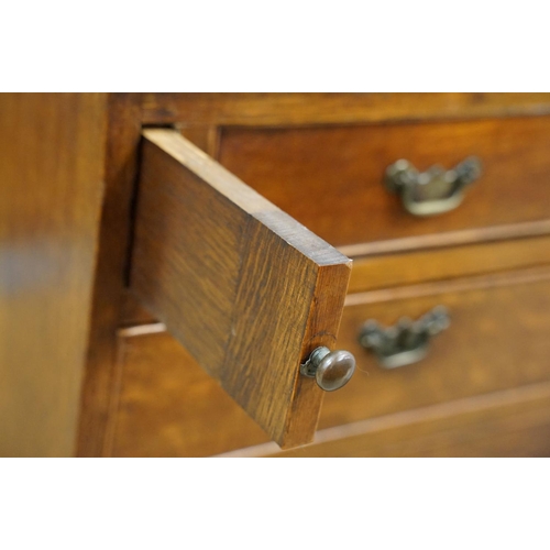 495 - George III Oak Bureau, the fall front opening to a fitted interior, over two short and three long dr... 