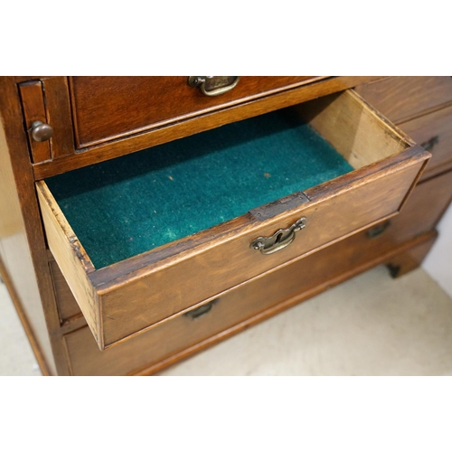 495 - George III Oak Bureau, the fall front opening to a fitted interior, over two short and three long dr... 