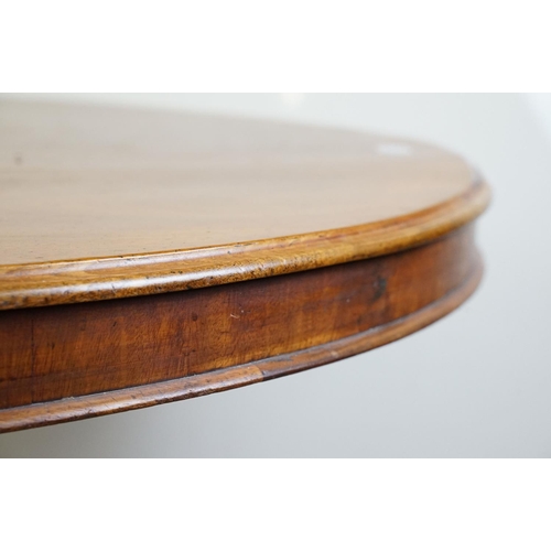 498 - Mid Victorian Mahogany Circular Tilt Top Loo Table, raised on carved centre column with three scroll... 