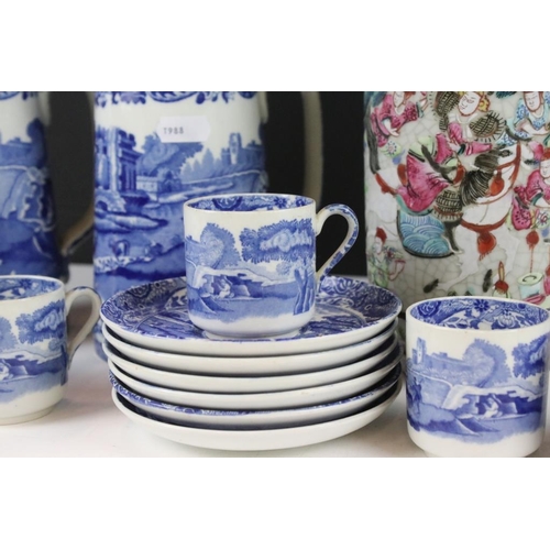 104 - Copeland Spode's Italian Pattern blue & white coffee ware to include 6 coffee cups & saucers and 2 h... 