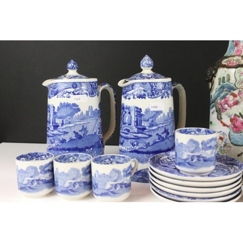 104 - Copeland Spode's Italian Pattern blue & white coffee ware to include 6 coffee cups & saucers and 2 h... 