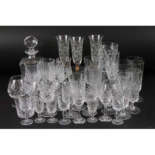 108 - Crystal Cut Glasses including Brandy, Wine, Champagne Flutes, Brierly, Webb, Doulton, Whisky Decante... 