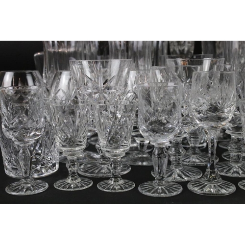 108 - Crystal Cut Glasses including Brandy, Wine, Champagne Flutes, Brierly, Webb, Doulton, Whisky Decante... 