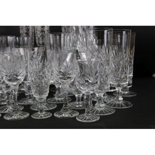 108 - Crystal Cut Glasses including Brandy, Wine, Champagne Flutes, Brierly, Webb, Doulton, Whisky Decante... 