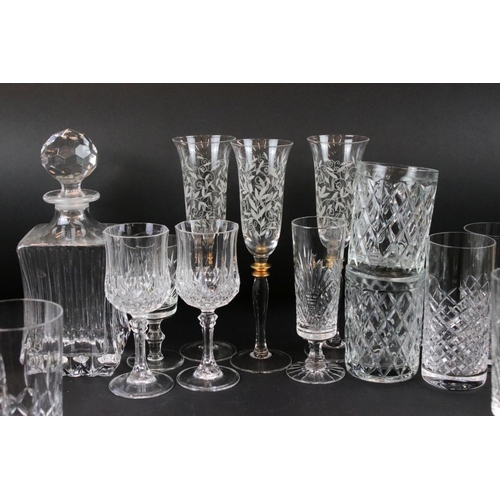 108 - Crystal Cut Glasses including Brandy, Wine, Champagne Flutes, Brierly, Webb, Doulton, Whisky Decante... 