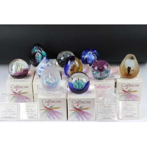 110 - Ten boxed Caithness glass paperweights to include Dynasty (ltd edn no. 147/500), Snowflame (ltd edn ... 