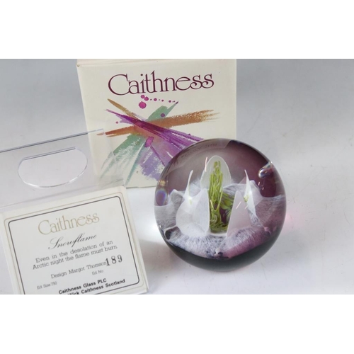 110 - Ten boxed Caithness glass paperweights to include Dynasty (ltd edn no. 147/500), Snowflame (ltd edn ... 