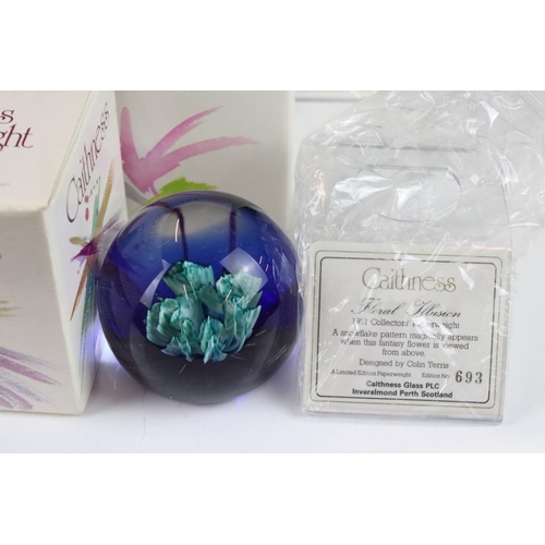 110 - Ten boxed Caithness glass paperweights to include Dynasty (ltd edn no. 147/500), Snowflame (ltd edn ... 