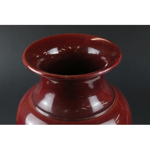 112 - Early 20th century Flambé Red Glazed Baluster Stickstand / Vase, 47cm high