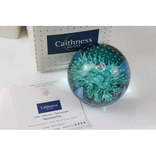 113 - Ten boxed Caithness glass paperweights to include Mystic Island (ltd edn no. 59/350), Clatrion Call ... 