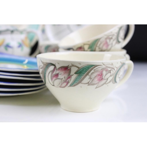 116 - Susie Cooper 'Endon' tea set, pattern no. 1574, to include 5 teacups & saucers, 5 tea plates, milk j... 