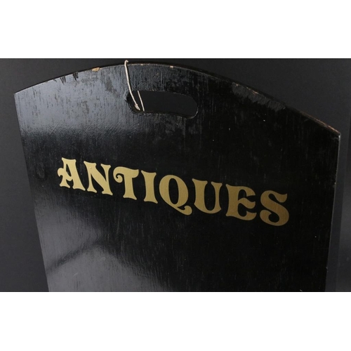 117 - Vintage ‘ Antiques ‘ Shop Sign with leaflet compartment, 41cm wide x 63cm high