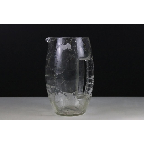 13 - Early 20th Century Koloman Moser for Loetz, a Secessionist glass Krokodil jug of barrel form with in... 