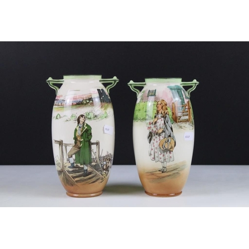 15 - Pair of Royal Doulton Dickens ware to include Sydney Carton and Little Nell, both transfer printed a... 