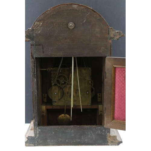 153 - Early 20th century German walnut bracket clock, the brass dial with silvered chapter ring, with stri... 