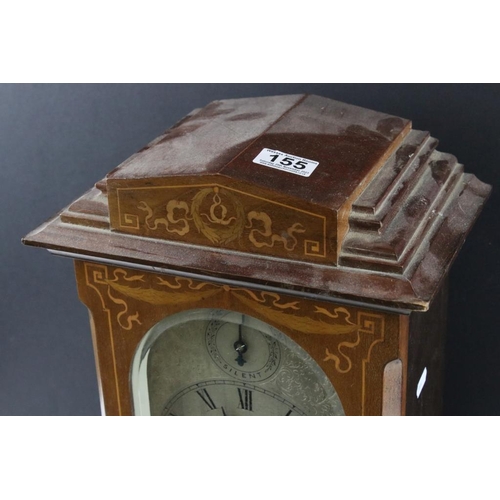 155 - Early 20th century Westminster chiming bracket clock, with arched silvered dial, subsidiary chime/si... 