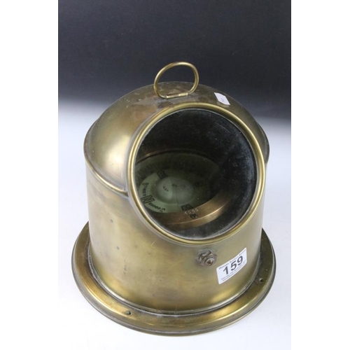 159 - Early 20th century B. Cooke & Son Ltd brass ships binnacle compass, numbered 5859, with ring carry h... 