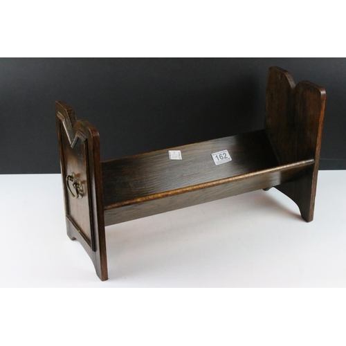 162 - Oak Table Top Book Shelf with brass handles to sides, approx 46.5cm wide