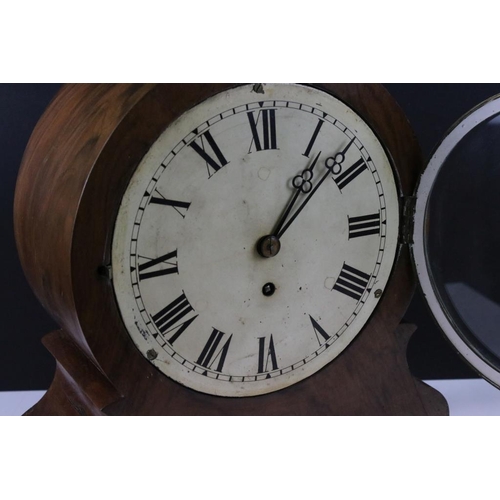 165 - Early 20th century mantle clock, the cream dial with black Roman numerals, housed within a veneered ... 