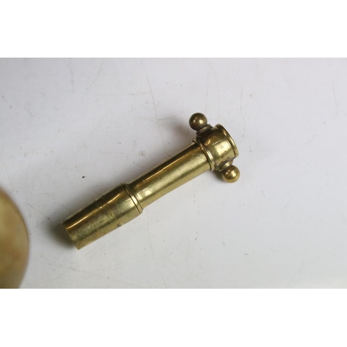 169 - Brass piccolo / pocket cornet with mother of pearl keys, cased