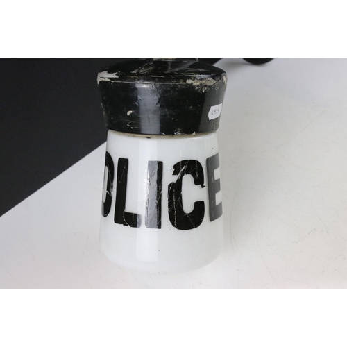 172 - ' Police ' painted metal wall light with opaque white glass shade, approx 29cm high