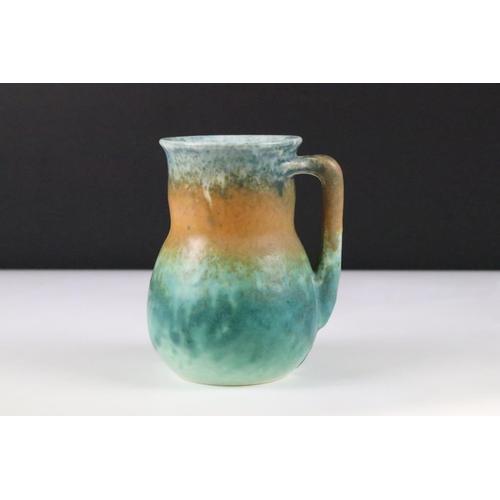 2 - 1930s Art Deco Ruskin pottery vase having a green and brown mottled glaze. Impressed Ruskin mark to ... 